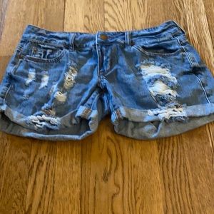 Ripped Blue Jean Shorts